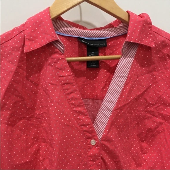LANE Bryant polka dot button down top size 20 coral white - Picture 4 of 7